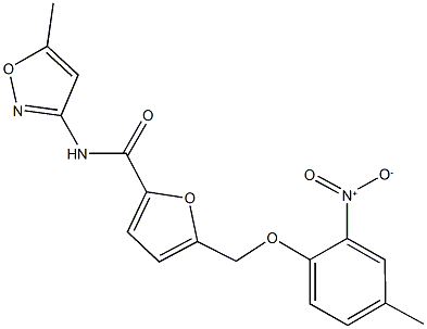 5-({2-nitro-4-methylphenoxy}methyl)-N-(5-methyl-3-isoxazolyl)-2-furamide 结构式