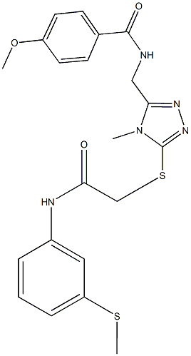 4-methoxy-N-{[4-methyl-5-({2-[3-(methylsulfanyl)anilino]-2-oxoethyl}sulfanyl)-4H-1,2,4-triazol-3-yl]methyl}benzamide 结构式