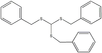 ({[bis(benzylsulfanyl)methyl]sulfanyl}methyl)benzene 结构式