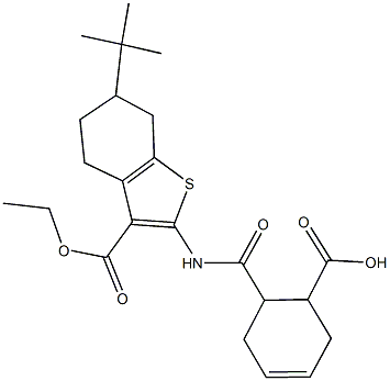 6-({[6-tert-butyl-3-(ethoxycarbonyl)-4,5,6,7-tetrahydro-1-benzothien-2-yl]amino}carbonyl)-3-cyclohexene-1-carboxylic acid 结构式