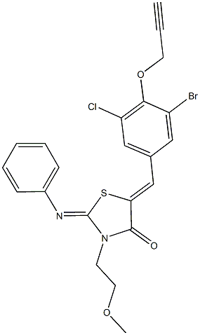 5-[3-bromo-5-chloro-4-(2-propynyloxy)benzylidene]-3-(2-methoxyethyl)-2-(phenylimino)-1,3-thiazolidin-4-one 结构式