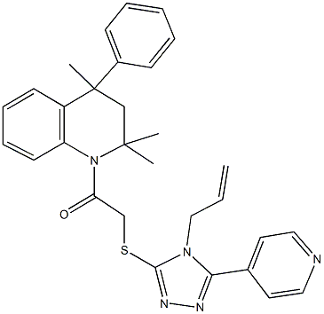 4-allyl-5-(4-pyridinyl)-4H-1,2,4-triazol-3-yl 2-oxo-2-(2,2,4-trimethyl-4-phenyl-3,4-dihydro-1(2H)-quinolinyl)ethyl sulfide 结构式