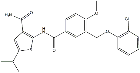 2-({3-[(2-chlorophenoxy)methyl]-4-methoxybenzoyl}amino)-5-isopropyl-3-thiophenecarboxamide 结构式