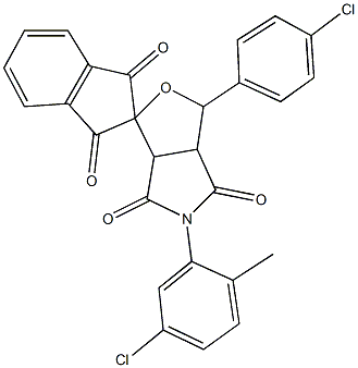 5-(5-chloro-2-methylphenyl)-1-(4-chlorophenyl)dihydro-1',3',4,6(2'H,3H,5H)-tetraoxospiro(1H-furo[3,4-c]pyrrole-3,2'-[1'H]-indene) 结构式