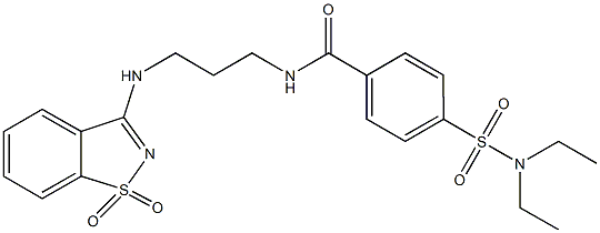 4-[(diethylamino)sulfonyl]-N-{3-[(1,1-dioxido-1,2-benzisothiazol-3-yl)amino]propyl}benzamide 结构式