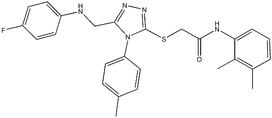 N-(2,3-dimethylphenyl)-2-{[5-[(4-fluoroanilino)methyl]-4-(4-methylphenyl)-4H-1,2,4-triazol-3-yl]sulfanyl}acetamide 结构式