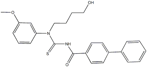 N'-([1,1'-biphenyl]-4-ylcarbonyl)-N-(4-hydroxybutyl)-N-(3-methoxyphenyl)thiourea 结构式