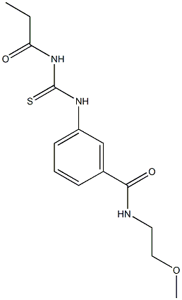 N-(2-methoxyethyl)-3-{[(propionylamino)carbothioyl]amino}benzamide 结构式