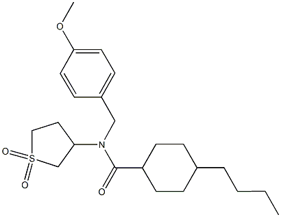 4-butyl-N-(1,1-dioxidotetrahydro-3-thienyl)-N-(4-methoxybenzyl)cyclohexanecarboxamide 结构式