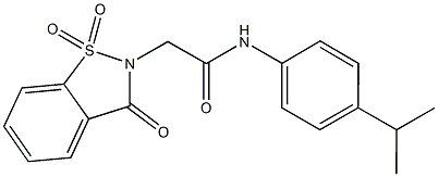 2-(1,1-dioxido-3-oxo-1,2-benzisothiazol-2(3H)-yl)-N-(4-isopropylphenyl)acetamide 结构式