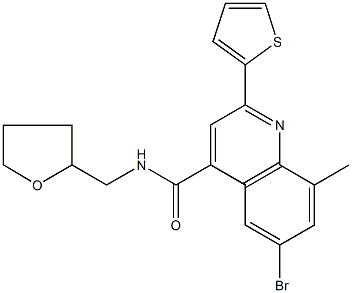 6-bromo-8-methyl-N-(tetrahydro-2-furanylmethyl)-2-(2-thienyl)-4-quinolinecarboxamide 结构式