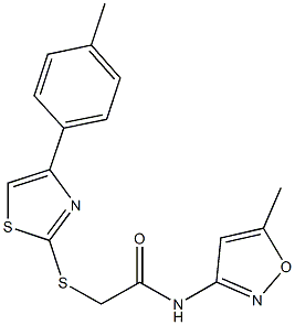 N-(5-methyl-3-isoxazolyl)-2-{[4-(4-methylphenyl)-1,3-thiazol-2-yl]sulfanyl}acetamide 结构式