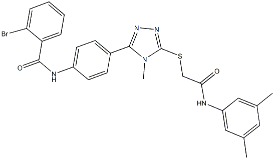 2-bromo-N-[4-(5-{[2-(3,5-dimethylanilino)-2-oxoethyl]sulfanyl}-4-methyl-4H-1,2,4-triazol-3-yl)phenyl]benzamide 结构式