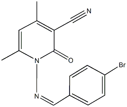 1-[(4-bromobenzylidene)amino]-4,6-dimethyl-2-oxo-1,2-dihydropyridine-3-carbonitrile 结构式