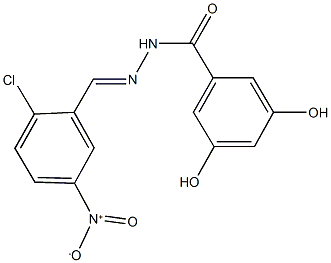 N'-{2-chloro-5-nitrobenzylidene}-3,5-dihydroxybenzohydrazide 结构式