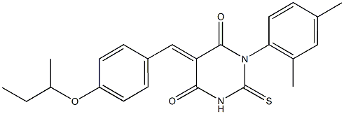 5-(4-sec-butoxybenzylidene)-1-(2,4-dimethylphenyl)-2-thioxodihydro-4,6(1H,5H)-pyrimidinedione 结构式