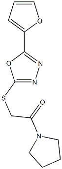 5-(2-furyl)-1,3,4-oxadiazol-2-yl2-oxo-2-(1-pyrrolidinyl)ethylsulfide 结构式