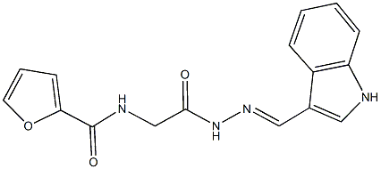 N-{2-[2-(1H-indol-3-ylmethylene)hydrazino]-2-oxoethyl}-2-furamide 结构式