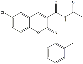N-acetyl-6-chloro-2-[(2-methylphenyl)imino]-2H-chromene-3-carboxamide 结构式