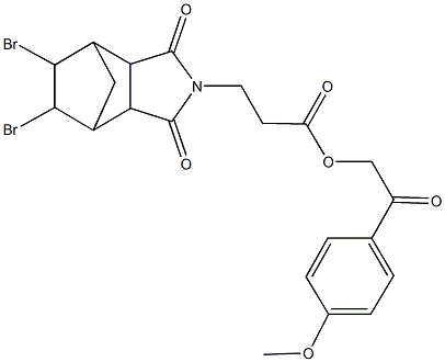 2-(4-methoxyphenyl)-2-oxoethyl 3-(8,9-dibromo-3,5-dioxo-4-azatricyclo[5.2.1.0~2,6~]dec-4-yl)propanoate 结构式