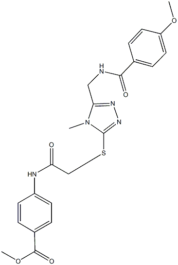 methyl 4-({[(5-{[(4-methoxybenzoyl)amino]methyl}-4-methyl-4H-1,2,4-triazol-3-yl)sulfanyl]acetyl}amino)benzoate 结构式