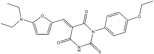 5-{[5-(diethylamino)-2-furyl]methylene}-1-(4-ethoxyphenyl)-2-thioxodihydro-4,6(1H,5H)-pyrimidinedione 结构式
