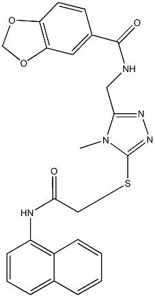 N-[(4-methyl-5-{[2-(1-naphthylamino)-2-oxoethyl]sulfanyl}-4H-1,2,4-triazol-3-yl)methyl]-1,3-benzodioxole-5-carboxamide 结构式