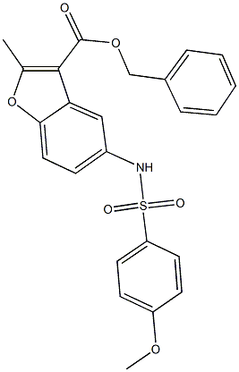 benzyl 5-{[(4-methoxyphenyl)sulfonyl]amino}-2-methyl-1-benzofuran-3-carboxylate 结构式