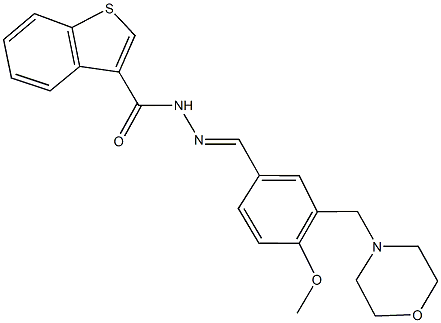 N'-[4-methoxy-3-(4-morpholinylmethyl)benzylidene]-1-benzothiophene-3-carbohydrazide 结构式