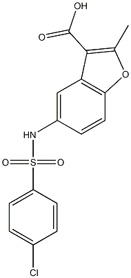 5-{[(4-chlorophenyl)sulfonyl]amino}-2-methyl-1-benzofuran-3-carboxylic acid 结构式