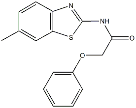 N-(6-methyl-1,3-benzothiazol-2-yl)-2-phenoxyacetamide 结构式