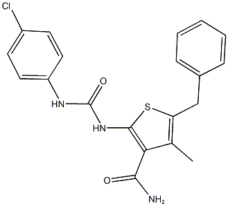 5-benzyl-2-{[(4-chloroanilino)carbonyl]amino}-4-methylthiophene-3-carboxamide 结构式