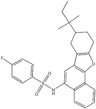 4-fluoro-N-(8-tert-pentyl-7,8,9,10-tetrahydronaphtho[1,2-b][1]benzofuran-5-yl)benzenesulfonamide 结构式
