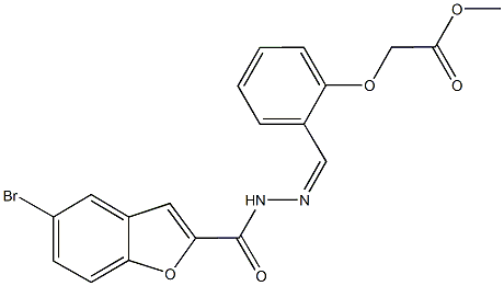 methyl (2-{2-[(5-bromo-1-benzofuran-2-yl)carbonyl]carbohydrazonoyl}phenoxy)acetate 结构式