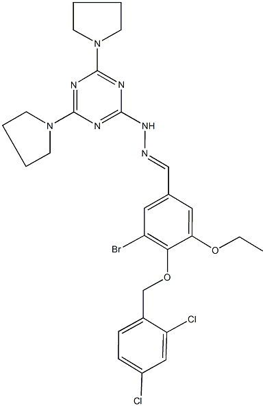 3-bromo-4-[(2,4-dichlorobenzyl)oxy]-5-ethoxybenzaldehyde (4,6-dipyrrolidin-1-yl-1,3,5-triazin-2-yl)hydrazone 结构式