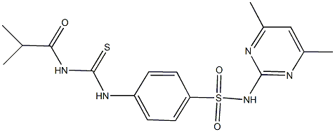 N-(4,6-dimethyl-2-pyrimidinyl)-4-{[(isobutyrylamino)carbothioyl]amino}benzenesulfonamide 结构式