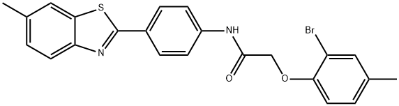 2-(2-bromo-4-methylphenoxy)-N-[4-(6-methyl-1,3-benzothiazol-2-yl)phenyl]acetamide 结构式