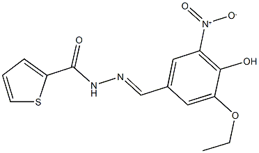 N'-{3-ethoxy-4-hydroxy-5-nitrobenzylidene}-2-thiophenecarbohydrazide 结构式