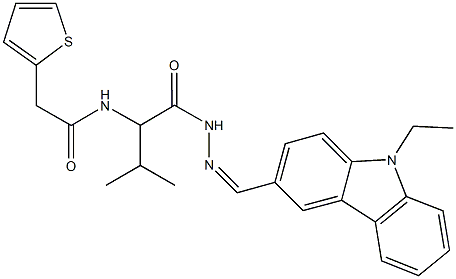 N-[1-({2-[(9-ethyl-9H-carbazol-3-yl)methylene]hydrazino}carbonyl)-2-methylpropyl]-2-thien-2-ylacetamide 结构式