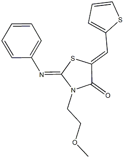 3-(2-methoxyethyl)-2-(phenylimino)-5-(2-thienylmethylene)-1,3-thiazolidin-4-one 结构式