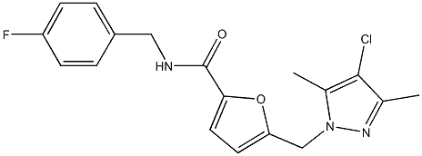 5-[(4-chloro-3,5-dimethyl-1H-pyrazol-1-yl)methyl]-N-(4-fluorobenzyl)-2-furamide 结构式