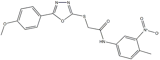 N-{3-nitro-4-methylphenyl}-2-({5-[4-(methyloxy)phenyl]-1,3,4-oxadiazol-2-yl}sulfanyl)acetamide 结构式