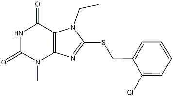 8-[(2-chlorobenzyl)sulfanyl]-7-ethyl-3-methyl-3,7-dihydro-1H-purine-2,6-dione 结构式