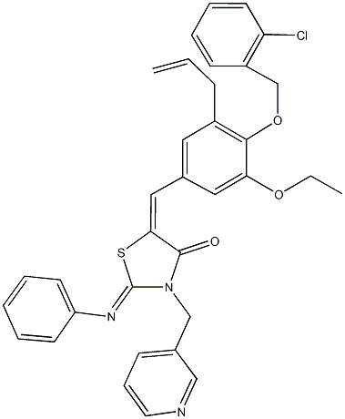 5-{3-allyl-4-[(2-chlorobenzyl)oxy]-5-ethoxybenzylidene}-2-(phenylimino)-3-(pyridin-3-ylmethyl)-1,3-thiazolidin-4-one 结构式