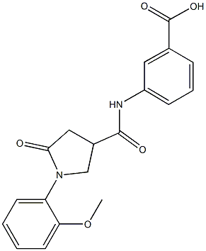 3-({[1-(2-methoxyphenyl)-5-oxo-3-pyrrolidinyl]carbonyl}amino)benzoic acid 结构式