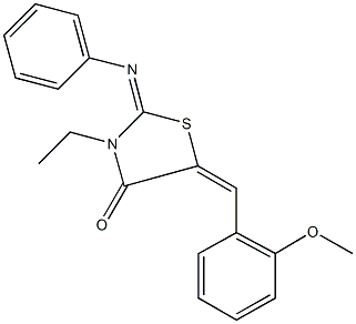 3-ethyl-5-(2-methoxybenzylidene)-2-(phenylimino)-1,3-thiazolidin-4-one 结构式