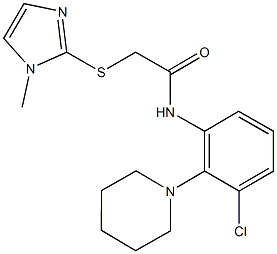 N-[3-chloro-2-(1-piperidinyl)phenyl]-2-[(1-methyl-1H-imidazol-2-yl)sulfanyl]acetamide 结构式