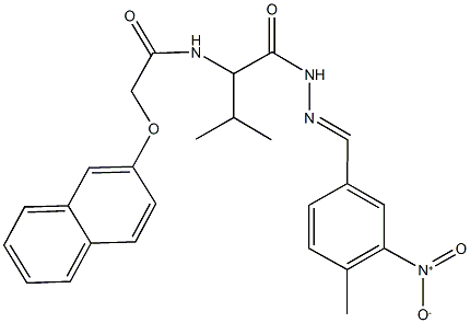 N-{1-[(2-{3-nitro-4-methylbenzylidene}hydrazino)carbonyl]-2-methylpropyl}-2-(2-naphthyloxy)acetamide 结构式