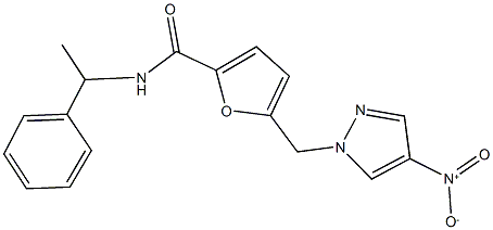 5-({4-nitro-1H-pyrazol-1-yl}methyl)-N-(1-phenylethyl)-2-furamide 结构式