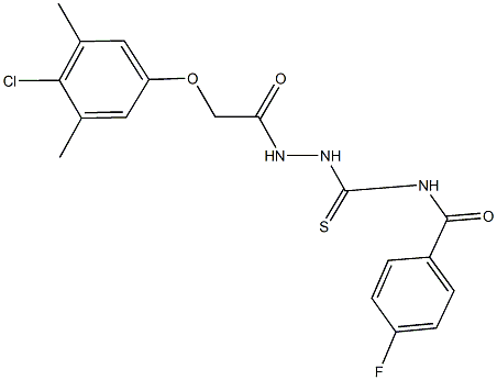 N-({2-[(4-chloro-3,5-dimethylphenoxy)acetyl]hydrazino}carbothioyl)-4-fluorobenzamide 结构式